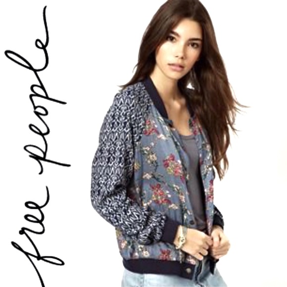 Free People Jackets & Blazers - Free People Floral Baseball Jacket